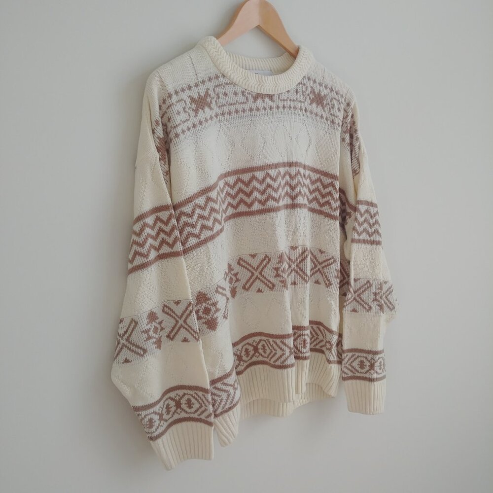 Vintage made in Canada Arnold Palmer cream brown sweater approx XL Men - Picture 2 of 16
